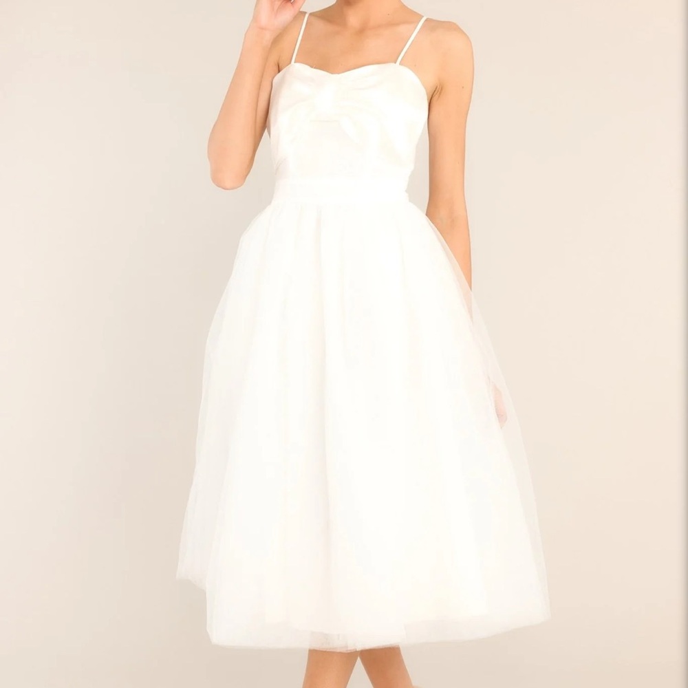 White Tulle Spaghetti Strap Dress